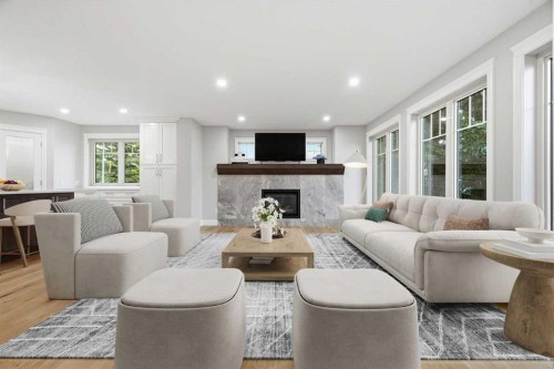 1131 Edgemont Road Nw, Calgary, AB - Indoor Photo Showing Living Room With Fireplace