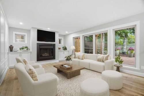 1131 Edgemont Road Nw, Calgary, AB - Indoor Photo Showing Living Room With Fireplace