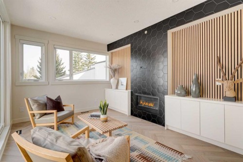 1923 26 Avenue Sw, Calgary, AB - Indoor Photo Showing Living Room With Fireplace