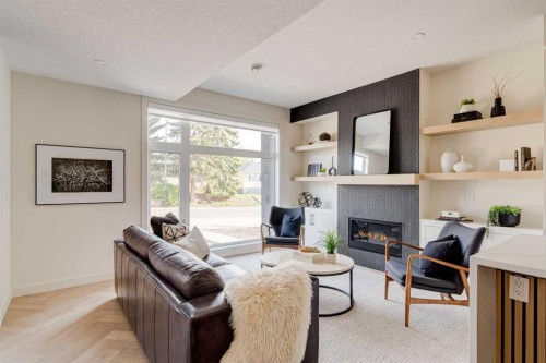 1923 26 Avenue Sw, Calgary, AB - Indoor Photo Showing Living Room With Fireplace