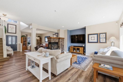 31 Chapala Close Se, Calgary, AB - Indoor Photo Showing Living Room With Fireplace