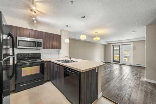 212-2300 Evanston Square Nw, Calgary, AB - Indoor Photo Showing Kitchen With Double Sink