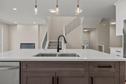435 Kinniburgh Loop, Chestermere, AB - Indoor Photo Showing Kitchen With Double Sink