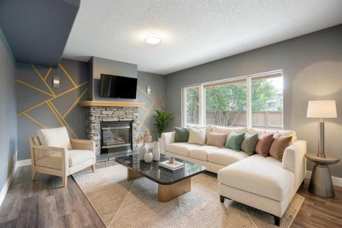 3414 Douglasdale Boulevard Se, Calgary, AB - Indoor Photo Showing Living Room With Fireplace