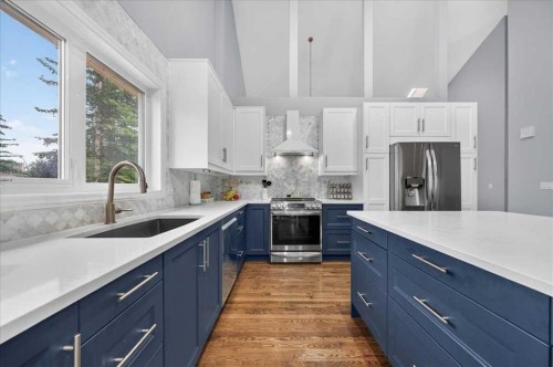 876 Shawnee Drive Sw, Calgary, AB - Indoor Photo Showing Kitchen With Upgraded Kitchen
