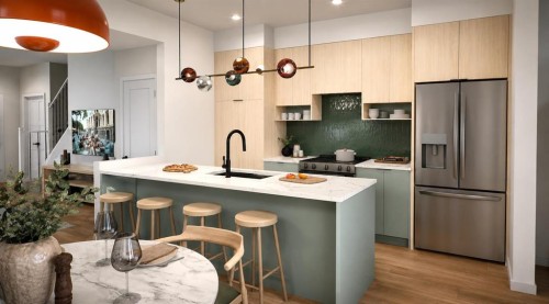 704 Sora Boulevard Se, Calgary, AB - Indoor Photo Showing Kitchen With Upgraded Kitchen