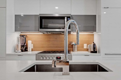 307-1020 9 Avenue Se, Calgary, AB - Indoor Photo Showing Kitchen With Double Sink