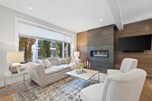 826 Durham Avenue Sw, Calgary, AB - Indoor Photo Showing Living Room With Fireplace