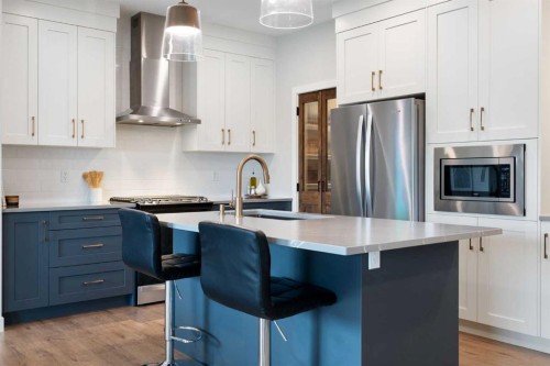 364 Fireside Way, Cochrane, AB - Indoor Photo Showing Kitchen With Upgraded Kitchen