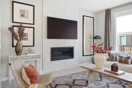 468 Dawson Circle, Chestermere, AB - Indoor Photo Showing Living Room With Fireplace