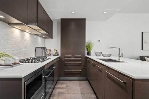 609-1025 5 Avenue Sw, Calgary, AB - Indoor Photo Showing Kitchen With Double Sink