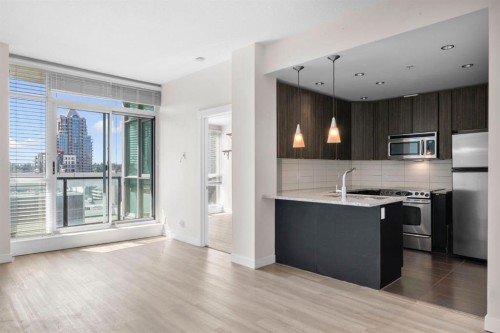 1102-788 12 Avenue Sw, Calgary, AB - Indoor Photo Showing Kitchen With Stainless Steel Kitchen With Upgraded Kitchen