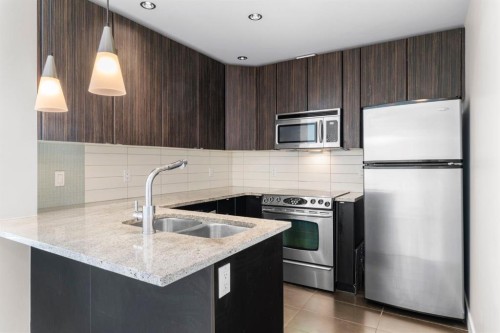 1102-788 12 Avenue Sw, Calgary, AB - Indoor Photo Showing Kitchen With Stainless Steel Kitchen With Double Sink With Upgraded Kitchen