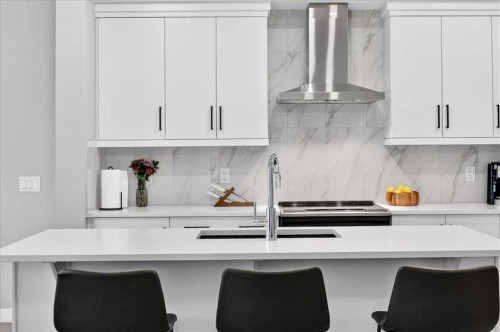 154 Masters Row Se, Calgary, AB - Indoor Photo Showing Kitchen With Upgraded Kitchen