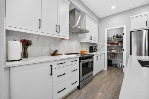 154 Masters Row Se, Calgary, AB - Indoor Photo Showing Kitchen With Upgraded Kitchen