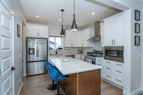 52 Lewiston Drive Ne, Calgary, AB - Indoor Photo Showing Kitchen With Stainless Steel Kitchen With Upgraded Kitchen