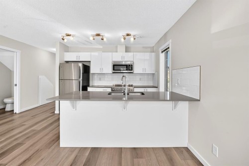 428 Cranbrook Square Se, Calgary, AB - Indoor Photo Showing Kitchen With Double Sink