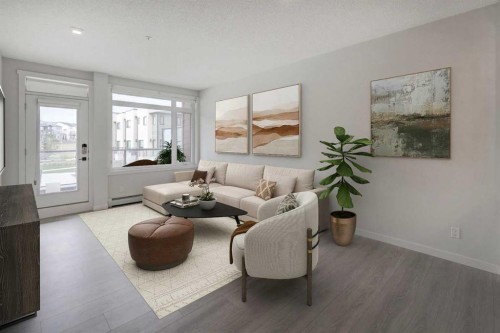 110-214 Sherwood Square Nw, Calgary, AB - Indoor Photo Showing Living Room