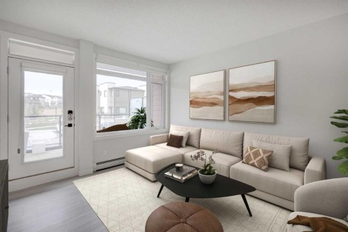 110-214 Sherwood Square Nw, Calgary, AB - Indoor Photo Showing Living Room