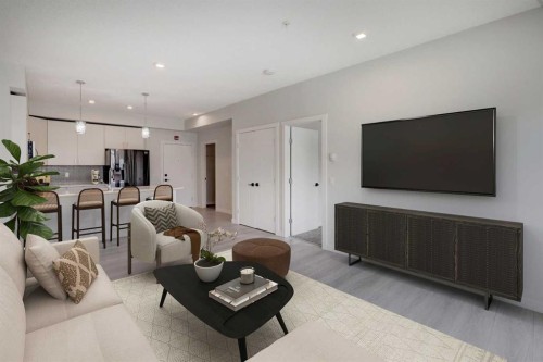 110-214 Sherwood Square Nw, Calgary, AB - Indoor Photo Showing Living Room
