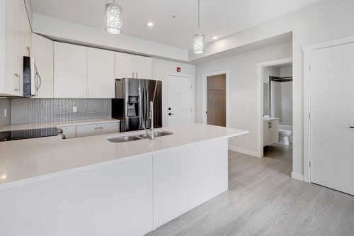 110-214 Sherwood Square Nw, Calgary, AB - Indoor Photo Showing Kitchen With Double Sink