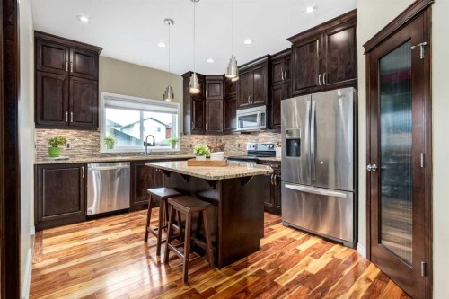 2620 Reunion Square Nw, Airdrie, AB - Indoor Photo Showing Kitchen With Stainless Steel Kitchen With Upgraded Kitchen