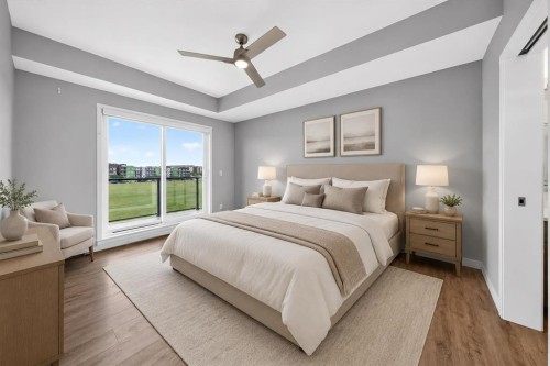 406-4350 Seton Drive Se, Calgary, AB - Indoor Photo Showing Bedroom