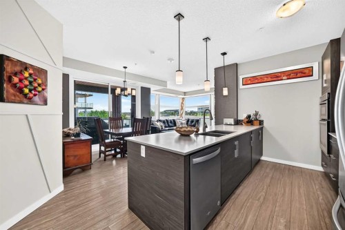 201-122 Mahogany Centre Se, Calgary, AB - Indoor Photo Showing Kitchen With Double Sink