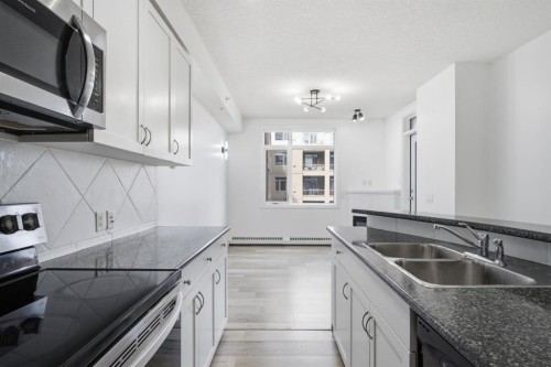 438-930 Centre Avenue Ne, Calgary, AB - Indoor Photo Showing Kitchen With Double Sink