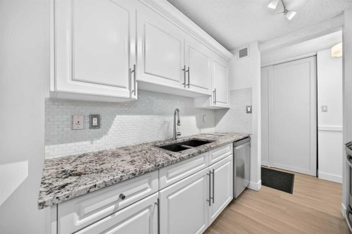 503-8948 Elbow Drive Sw, Calgary, AB - Indoor Photo Showing Kitchen With Double Sink With Upgraded Kitchen