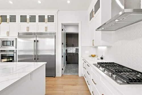 201 Milton Road, Conrich, AB - Indoor Photo Showing Kitchen With Stainless Steel Kitchen With Upgraded Kitchen