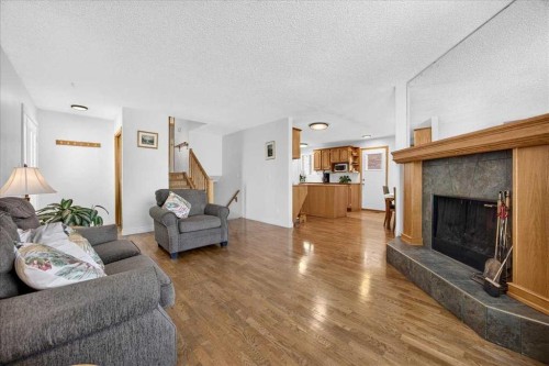 80 Templevale Way Ne, Calgary, AB - Indoor Photo Showing Living Room With Fireplace