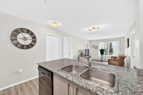 3222-4641 128 Avenue Ne, Calgary, AB - Indoor Photo Showing Kitchen With Double Sink