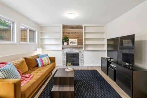1840 33 Avenue Sw, Calgary, AB - Indoor Photo Showing Living Room With Fireplace
