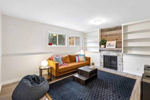 1840 33 Avenue Sw, Calgary, AB - Indoor Photo Showing Living Room With Fireplace