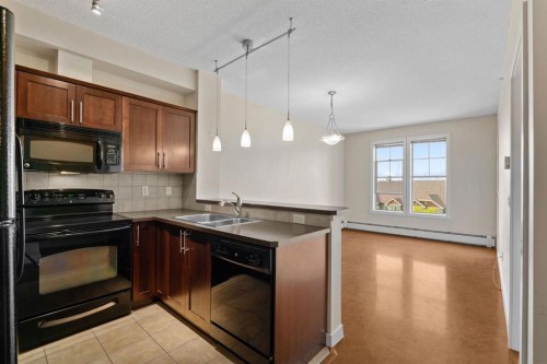 407-201 Sunset Drive, Cochrane, AB - Indoor Photo Showing Kitchen With Double Sink
