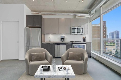1009-624 8 Avenue Se, Calgary, AB - Indoor Photo Showing Kitchen With Stainless Steel Kitchen