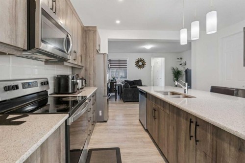 223 Carrington Circle, Calgary, AB - Indoor Photo Showing Kitchen With Double Sink With Upgraded Kitchen