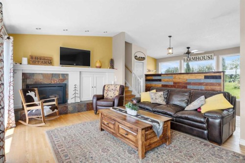31170 Range Road 42 Range, Rural Mountain View County, AB - Indoor Photo Showing Living Room With Fireplace