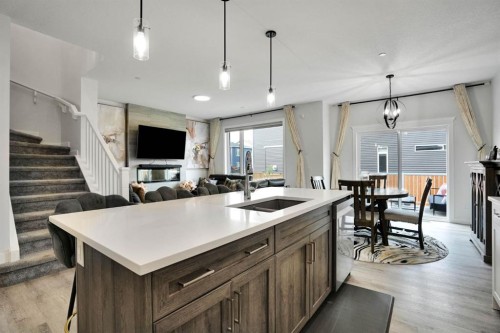 159 Hotchkiss Manor Se, Calgary, AB - Indoor Photo Showing Kitchen With Double Sink
