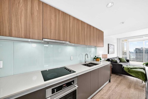 2908-1122 3 Street Se, Calgary, AB - Indoor Photo Showing Kitchen With Double Sink
