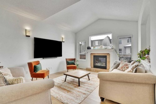 31 Skyview Shores Gardens Ne, Calgary, AB - Indoor Photo Showing Living Room With Fireplace