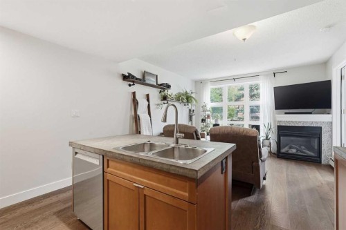 305-532 5 Avenue Ne, Calgary, AB - Indoor Photo Showing Kitchen With Fireplace With Double Sink