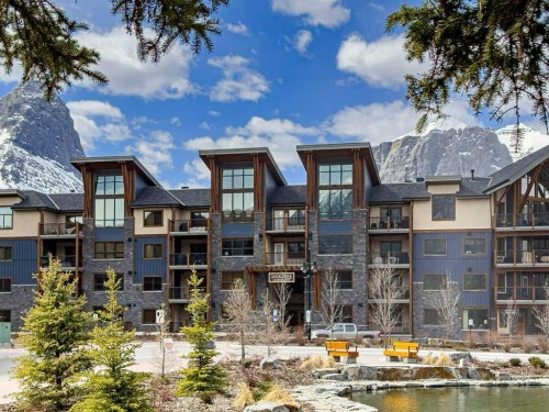 409-1105 Spring Creek Drive, Canmore, AB - Outdoor With Balcony With Facade
