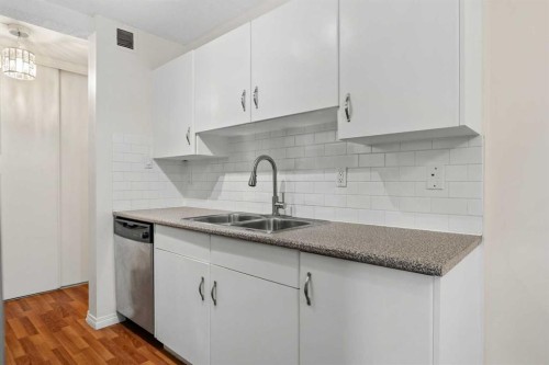 607-8948 Elbow Drive Sw, Calgary, AB - Indoor Photo Showing Kitchen With Double Sink