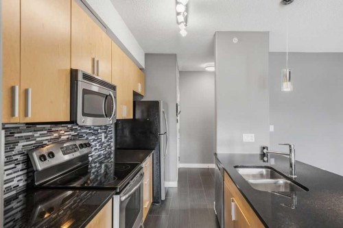 402-11 Millrise Drive Sw, Calgary, AB - Indoor Photo Showing Kitchen With Double Sink With Upgraded Kitchen