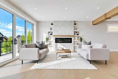 49 Rockhaven Green Nw, Calgary, AB - Indoor Photo Showing Living Room With Fireplace