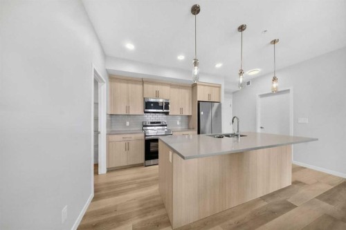 1211-220 Seton Grove Se, Calgary, AB - Indoor Photo Showing Kitchen With Stainless Steel Kitchen With Upgraded Kitchen
