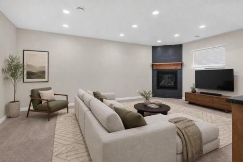 164 Aspenmere Close, Chestermere, AB - Indoor With Fireplace