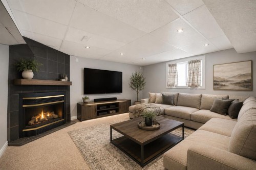 46 Citadel Meadow Crescent Nw, Calgary, AB - Indoor Photo Showing Living Room With Fireplace